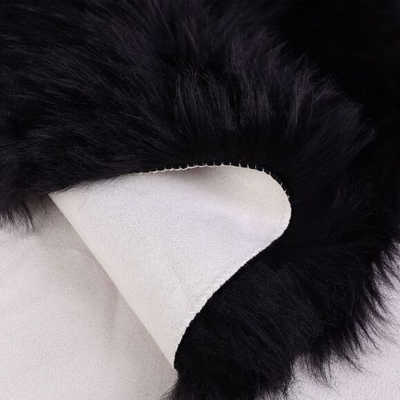 Faux Fur Round Rug Fluffy Area Rugs for Bedroom 3 x 3 Feet Black - Picture 6 of 6